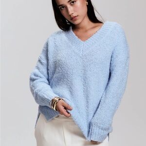 Women's Light Blue V-Neck Sweater